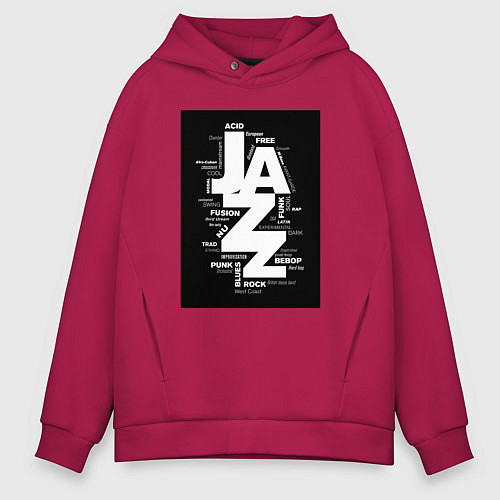Мужское худи оверсайз Джазовые стили / Маджента – фото 1