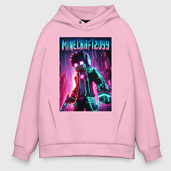 Толстовка оверсайз мужская Minecraft - ai art fantasy neon, цвет: светло-розовый