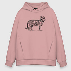 Толстовка оверсайз мужская Тигр новогодний, цвет: пыльно-розовый