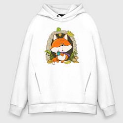 Толстовка оверсайз мужская Прелестная лисичка, цвет: белый