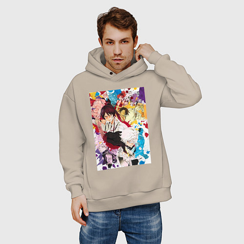 Мужское худи оверсайз Адский рай Габимару Синоби / Миндальный – фото 3