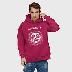 Толстовка оверсайз мужская Megadeth rock panda, цвет: маджента — фото 2