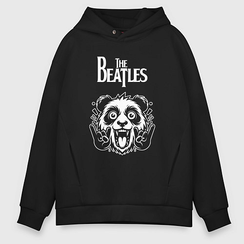 Мужское худи оверсайз The Beatles rock panda / Черный – фото 1