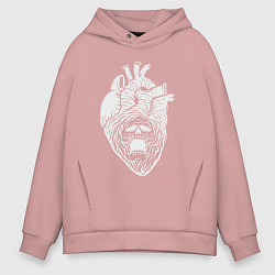 Толстовка оверсайз мужская Dead heart, цвет: пыльно-розовый