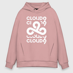 Толстовка оверсайз мужская Cloud9 - in logo, цвет: пыльно-розовый