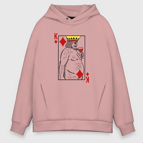 Мужское худи оверсайз Король - скуф / Пыльно-розовый – фото 1