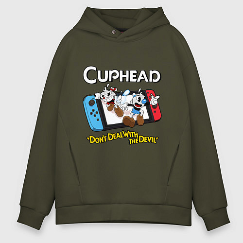 Мужское худи оверсайз Switch cuphead / Хаки – фото 1