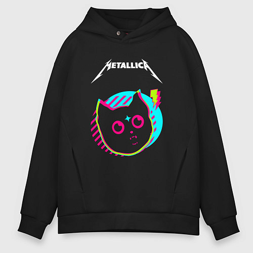 Мужское худи оверсайз Metallica rock star cat / Черный – фото 1