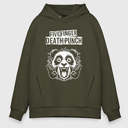 Толстовка оверсайз мужская Five Finger Death Punch rock panda, цвет: хаки