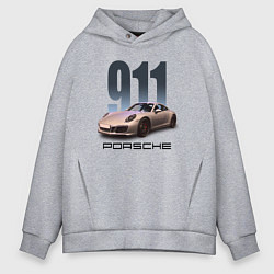 Толстовка оверсайз мужская Порше 911 спортивный автомобиль, цвет: меланж