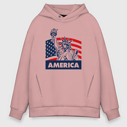 Толстовка оверсайз мужская Free America, цвет: пыльно-розовый