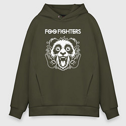 Толстовка оверсайз мужская Foo Fighters rock panda, цвет: хаки