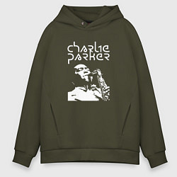Толстовка оверсайз мужская Charlie Parker jazz legend, цвет: хаки