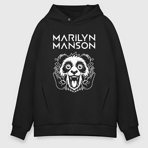 Мужское худи оверсайз Marilyn Manson rock panda / Черный – фото 1