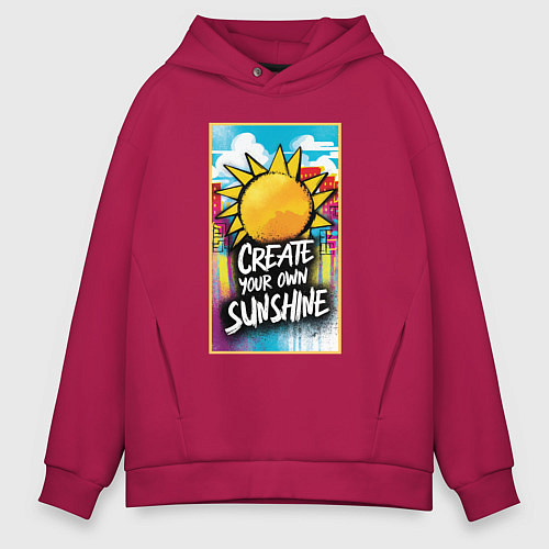 Мужское худи оверсайз Create your own sunshine / Маджента – фото 1