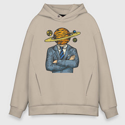 Толстовка оверсайз мужская Человек сатурн, цвет: миндальный