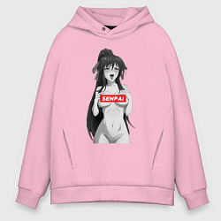 Толстовка оверсайз мужская Ахегао senpai nudity, цвет: светло-розовый