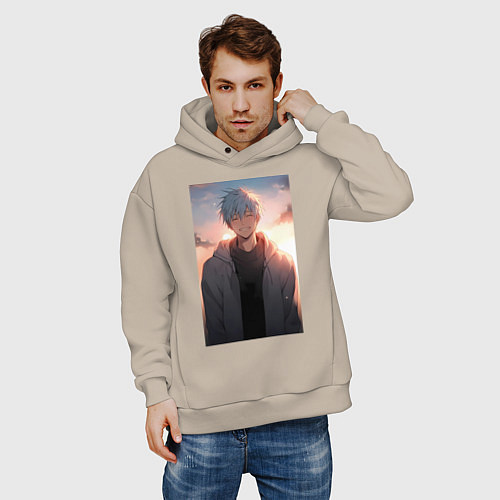 Мужское худи оверсайз Тэцуя Куроко / Миндальный – фото 3