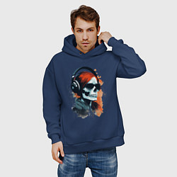 Толстовка оверсайз мужская Grunge redhead girl skull, цвет: тёмно-синий — фото 2