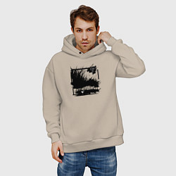 Толстовка оверсайз мужская Ритм движения осени, цвет: миндальный — фото 2