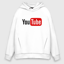 Толстовка оверсайз мужская You tube logo, цвет: белый