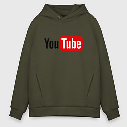 Толстовка оверсайз мужская You tube logo, цвет: хаки