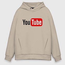 Толстовка оверсайз мужская You tube logo, цвет: миндальный