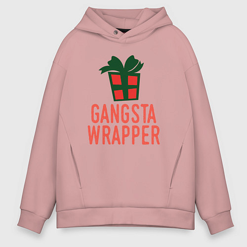 Мужское худи оверсайз Gangsta wrapper / Пыльно-розовый – фото 1