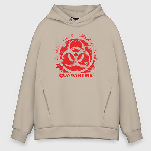 Мужское худи оверсайз Карантин / Миндальный – фото 1
