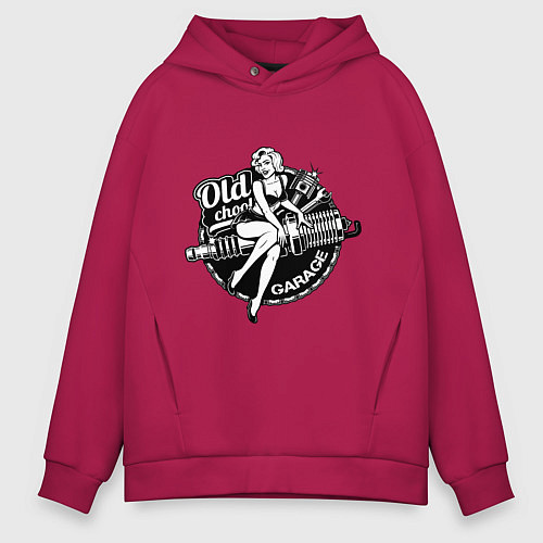 Мужское худи оверсайз Old school garage / Маджента – фото 1
