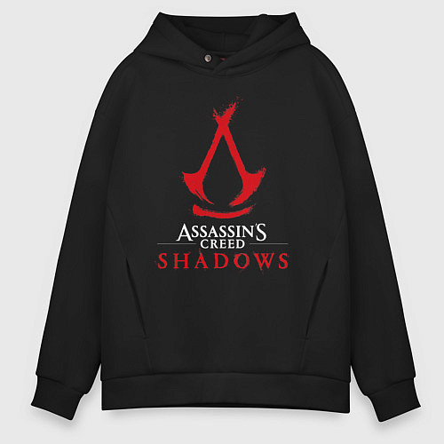 Мужское худи оверсайз Assassins creed shadows logo / Черный – фото 1