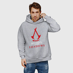 Толстовка оверсайз мужская Assassins creed shadows logo, цвет: меланж — фото 2