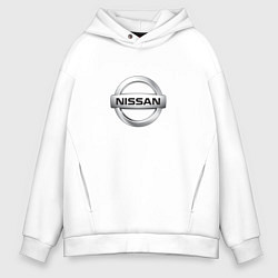 Толстовка оверсайз мужская Nissan logo, цвет: белый