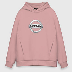 Толстовка оверсайз мужская Nissan logo, цвет: пыльно-розовый