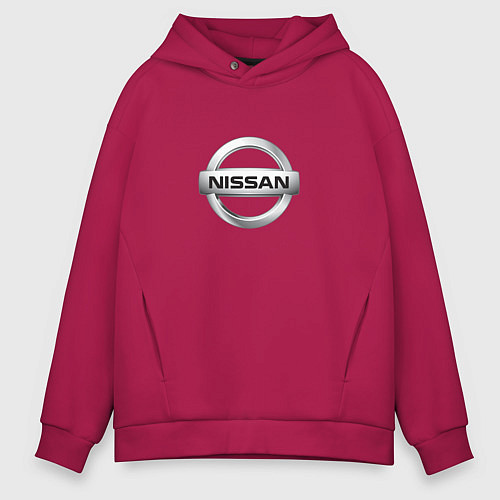 Мужское худи оверсайз Nissan logo / Маджента – фото 1