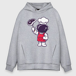 Толстовка оверсайз мужская Повар космонавт, цвет: меланж