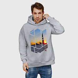 Толстовка оверсайз мужская Лахта центр в Санкт-Петербурге, цвет: меланж — фото 2