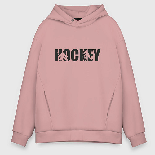 Мужское худи оверсайз Hockey art / Пыльно-розовый – фото 1