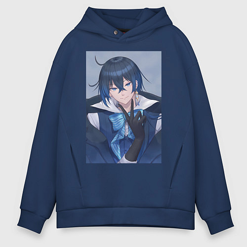 Мужское худи оверсайз Ванитас в костюме / Тёмно-синий – фото 1