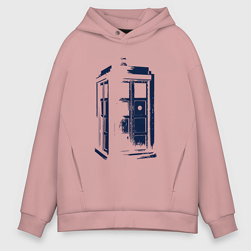 Мужское худи оверсайз Тардис будка / Пыльно-розовый – фото 1