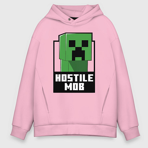 Мужское худи оверсайз Minecraft hostile mob / Светло-розовый – фото 1