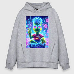 Толстовка оверсайз мужская Жест v Барта Симпсона - неоновое просветлённое све, цвет: меланж