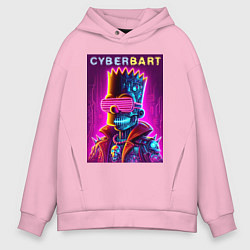 Толстовка оверсайз мужская Cyber Bart - neon glow ai art fantasy, цвет: светло-розовый