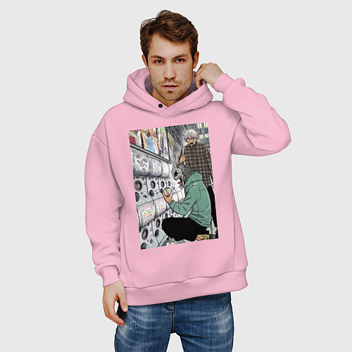 Мужское худи оверсайз Кайдзю номер восемь Кафка Хибино / Светло-розовый – фото 3