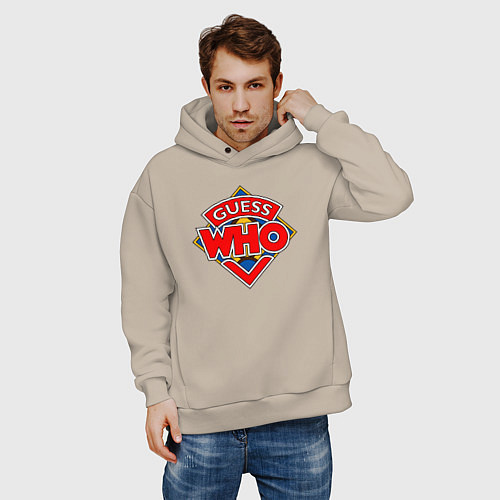 Мужское худи оверсайз Guess who / Миндальный – фото 3