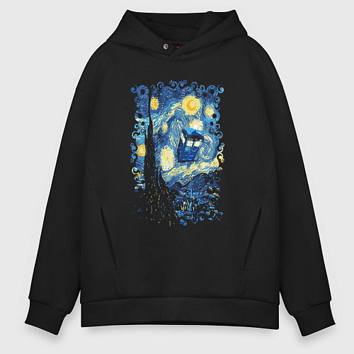 Мужское худи оверсайз Ван Гог - Доктор кто тардис / Черный – фото 1