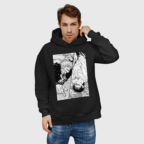 Мужское худи оверсайз Магическая битва Сатору Годзё Тоджи / Черный – фото 3