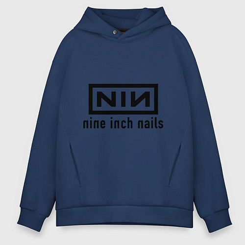 Мужское худи оверсайз NIN: Nine inch nails / Тёмно-синий – фото 1