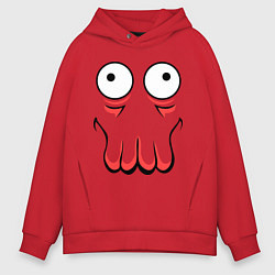 Толстовка оверсайз мужская John Zoidberg Face, цвет: красный