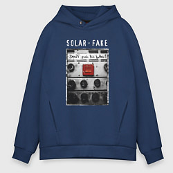 Толстовка оверсайз мужская Solar Fake - Dont push the button, цвет: тёмно-синий